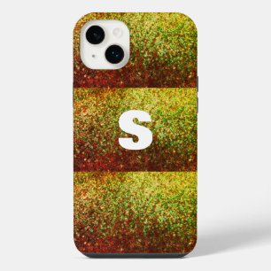 Gold Golden Yellow Ombre Glittery Art Monogram iPhone 14 Plus Case