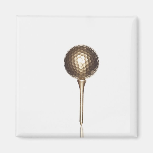 Gold golf ball and tee magnet (Front)