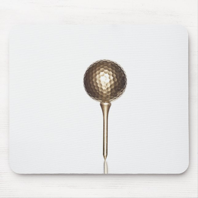 Gold golf ball and tee mouse mat (Front)