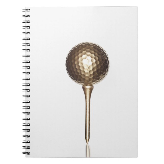 Gold golf ball and tee notebook (Front)