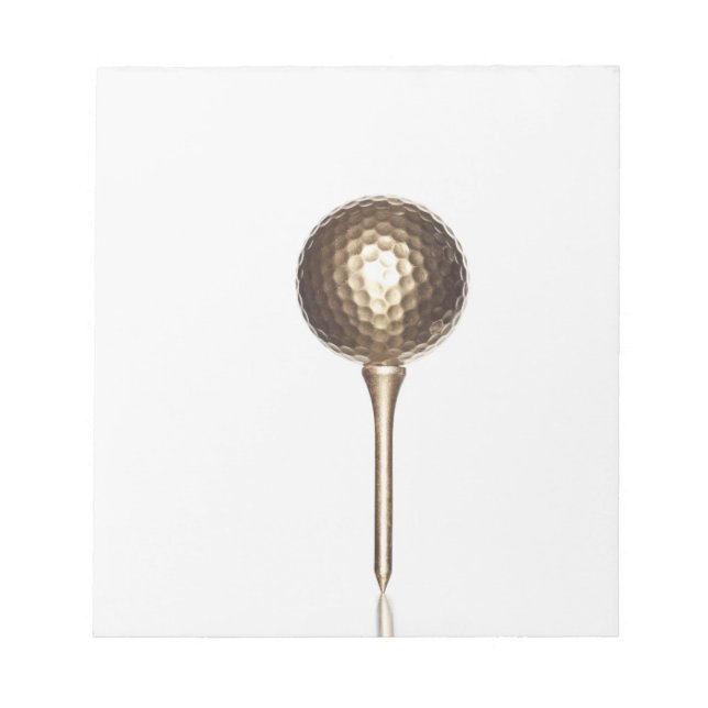 Gold golf ball and tee notepad (Front)