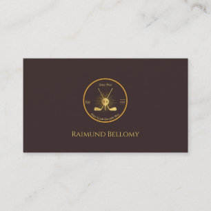 Gold Golf Clubs Business Card