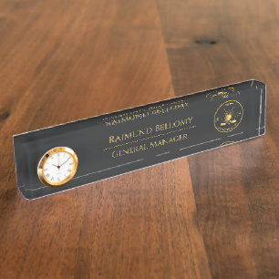 Gold Golf Clubs Desk Name Plate