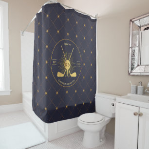 Gold Golf Clubs Shower Curtain