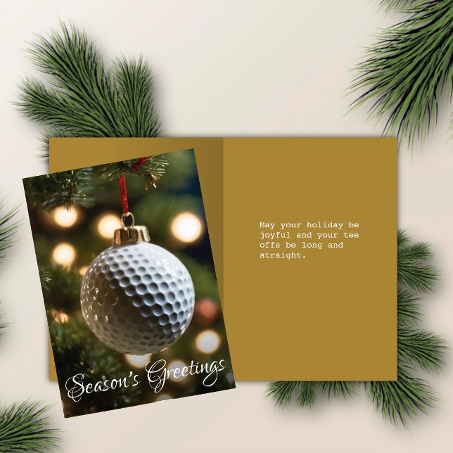 Gold Golf Season's Greetings Folded Christmas Holiday Card (Creator Uploaded)