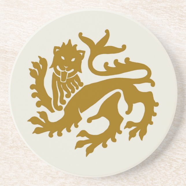 Gold Gothic Revival Lion Sandstone Coaster (Front)