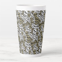 Gold Gothic Skull Pattern Print