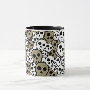 Gold Gothic Skull Pattern Print Mug
