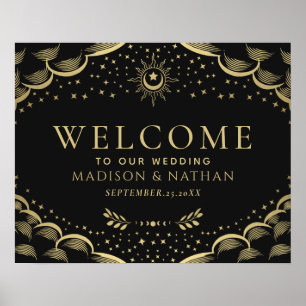 Gold Gothic Tarot Card Wedding Welcome Sign