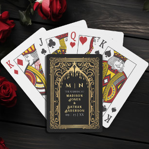 Gold Gothic Vampire Cathedral Wedding Favour Playing Cards