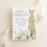 Gold Gown White Flowers Elegant 40th Birthday