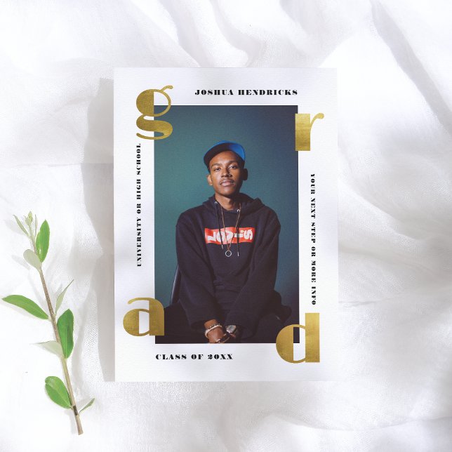 Gold Grad | Bold Photo Graduation Announcement (Creator Uploaded)