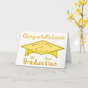 Gold Grad Cap Gold Graduate Class of 2024 Hat or Card