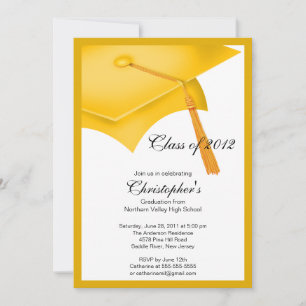 Gold Grad Cap Graduation Party Invitation