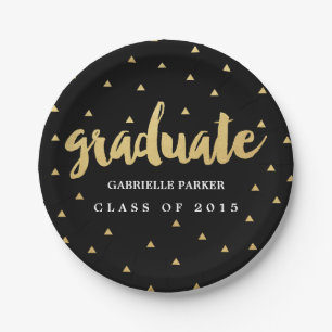 Gold Grad Faux Foil Graduation Party Plates