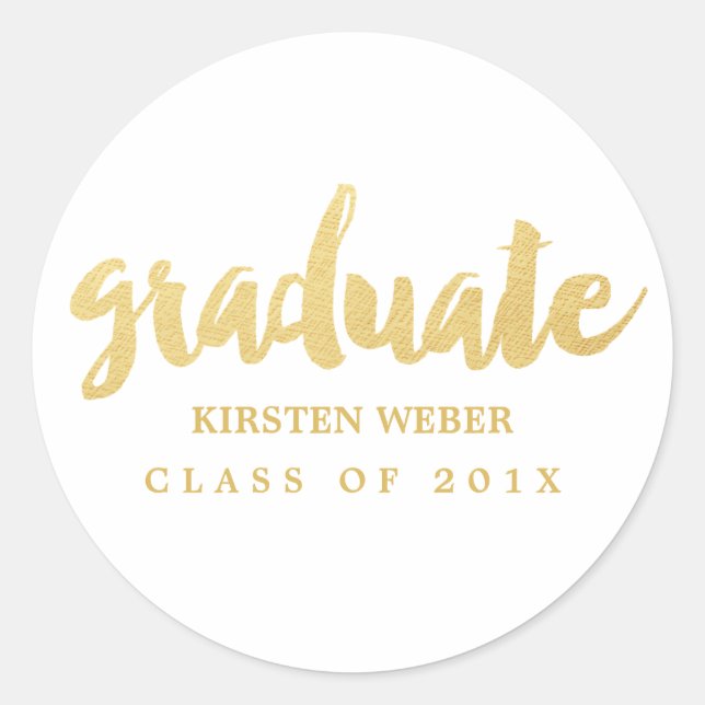 Gold Grad | Graduation Sticker Labels | White (Front)