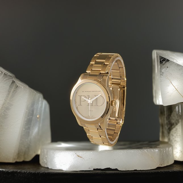 Gold Grad Name PhD Graduation Watch (Get this gold watch for the PhD in your life. Simply customize it then add it to your cart.)