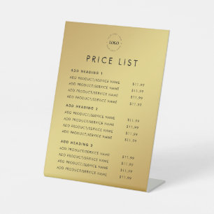 Gold Gradient Add Logo Price List Beauty Salon Pedestal Sign