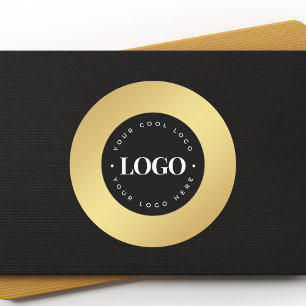 Gold Gradient Add Your Custom Logo Here Business Classic Round Sticker