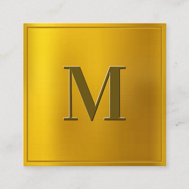 Gold Gradient Background | Monogram Square Business Card (Front)