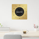 Gold Gradient Custom Logo Business Company Office Square Wall Clock<br><div class="desc">Decorate your home/office with this cool wall clock,  featuring custom logo & name. Easily add the desired logo by clicking on the "personalise" option.</div>