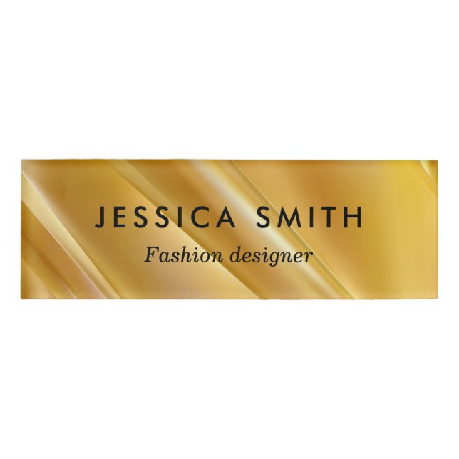 Gold gradient diagonal lines name tag (Front)