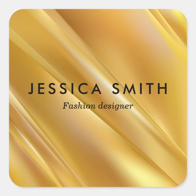Gold gradient diagonal lines square sticker (Front)