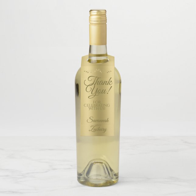 Gold Gradient Elegant Wedding Thank You Bottle Tag (On Bottle)