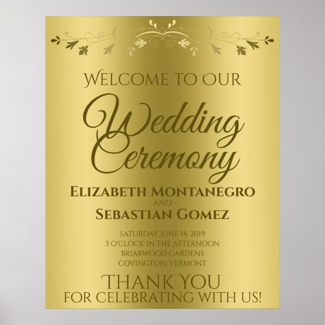 Gold Gradient Elegant Welcome to our Wedding Sign (Front)