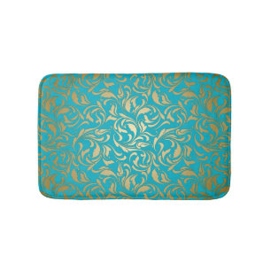 Gold Gradient Floral Damask Bath Mat