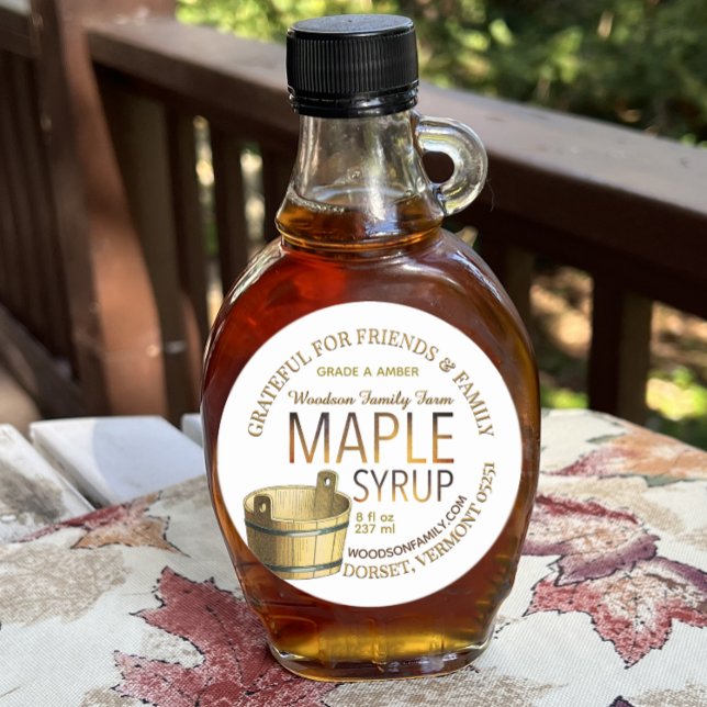Gold Gradient Maple Syrup Label with Sap Bucket (Creator Uploaded)