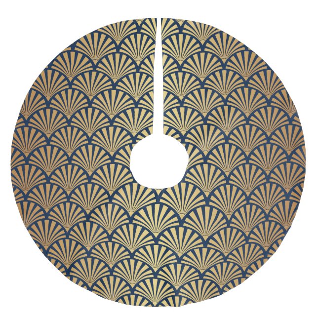 Gold Gradient: Seamless Art Deco Brushed Polyester Tree Skirt (Front)