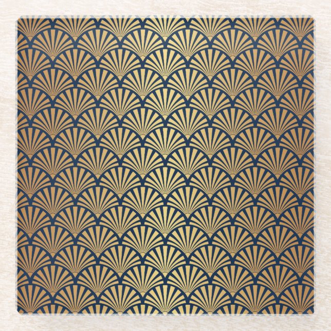 Gold Gradient: Seamless Art Deco Glass Coaster (Front)