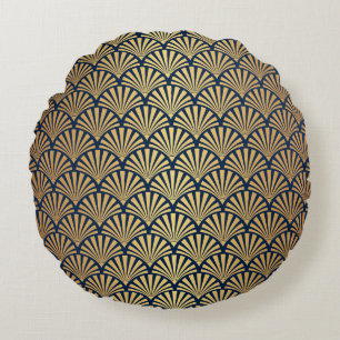 Gold Gradient: Seamless Art Deco Round Cushion