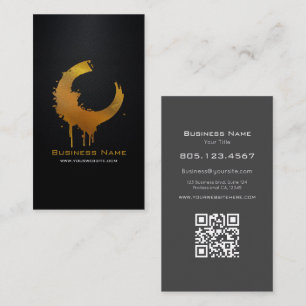 Gold Gradient Swirl • Custom Editable Black Carbon Business Card