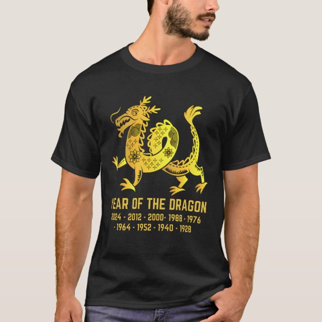 Gold Gradient Year Of The Dragon Chinese Zodiac  T-Shirt (Front)