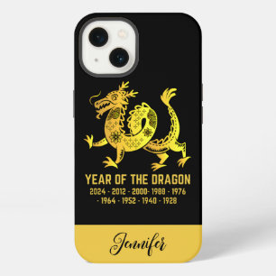 Gold Gradient Year Of The Dragon Zodiac Name Black iPhone 13 Case
