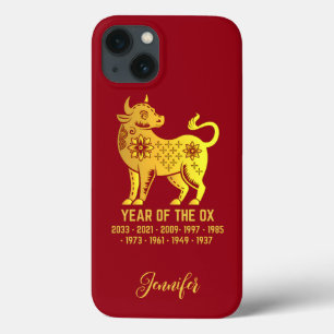 Gold Gradient Year Of The Ox Zodiac Name Red iPhone 13 Case