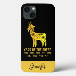Gold Gradient Year Of The Sheep Zodiac Name Black iPhone 13 Case