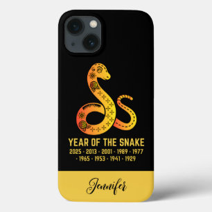 Gold Gradient Year Of The Snake Zodiac Name Black iPhone 13 Case