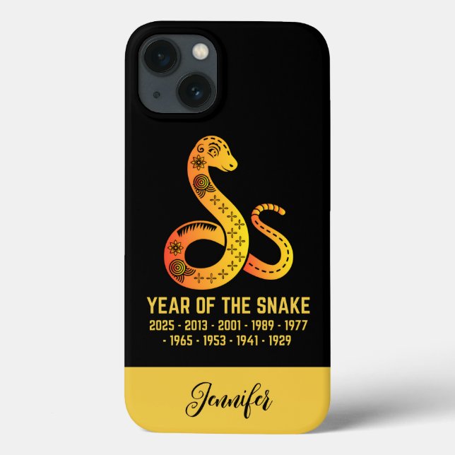 Gold Gradient Year Of The Snake Zodiac Name Black Case-Mate iPhone Case (Back)