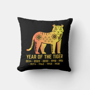 Gold Gradient Year Of The Tiger Zodiac Black Cushion