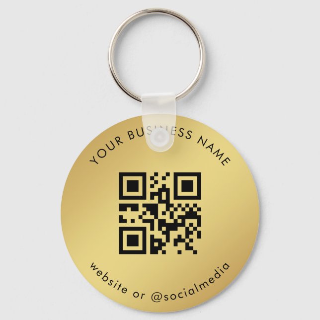 Gold Gradient Your Custom Business Qr Code Scan Key Ring (Front)
