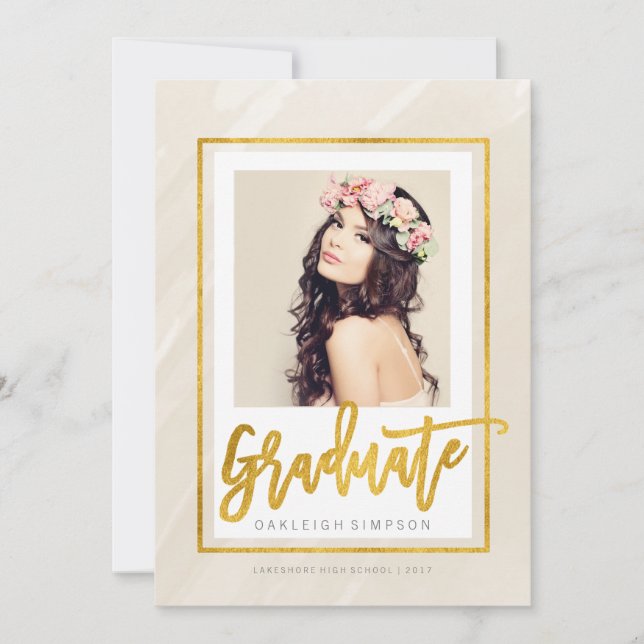 Gold Graduate | Beige Watercolor Announcement (Front)