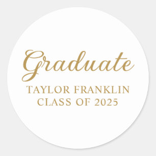 Gold Graduate Classic Round Sticker