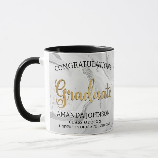 Gold Graduate Congratulations Grey Graduation  Mug (Left)