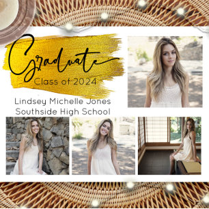 Gold Graduation Announcement & Party Invitation