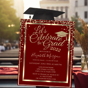 Gold Graduation Cap Diamonds Graduation Invitation