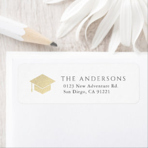 Gold Graduation Cap White Return Address