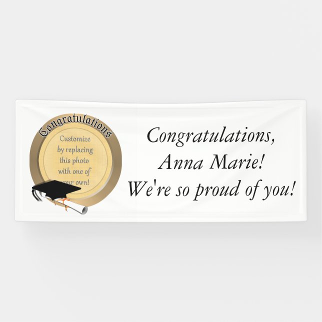 Gold Graduation  Circle Photo Frame Banner (Horizontal)